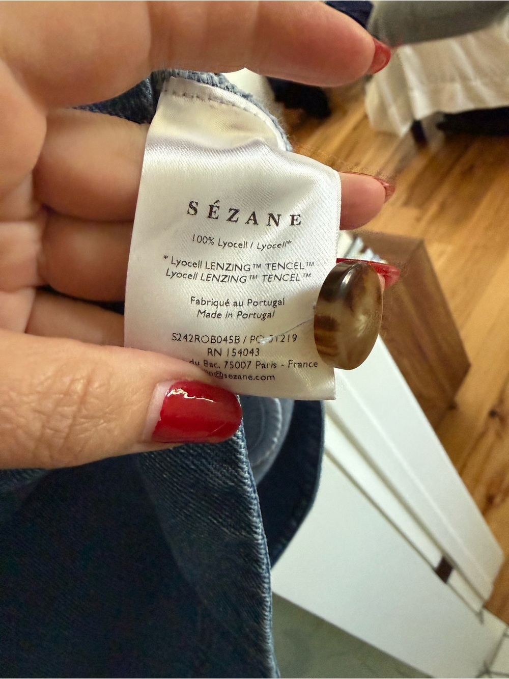 Sezane Denim Shirt Dress in Medium Blue - Picture 5 of 7